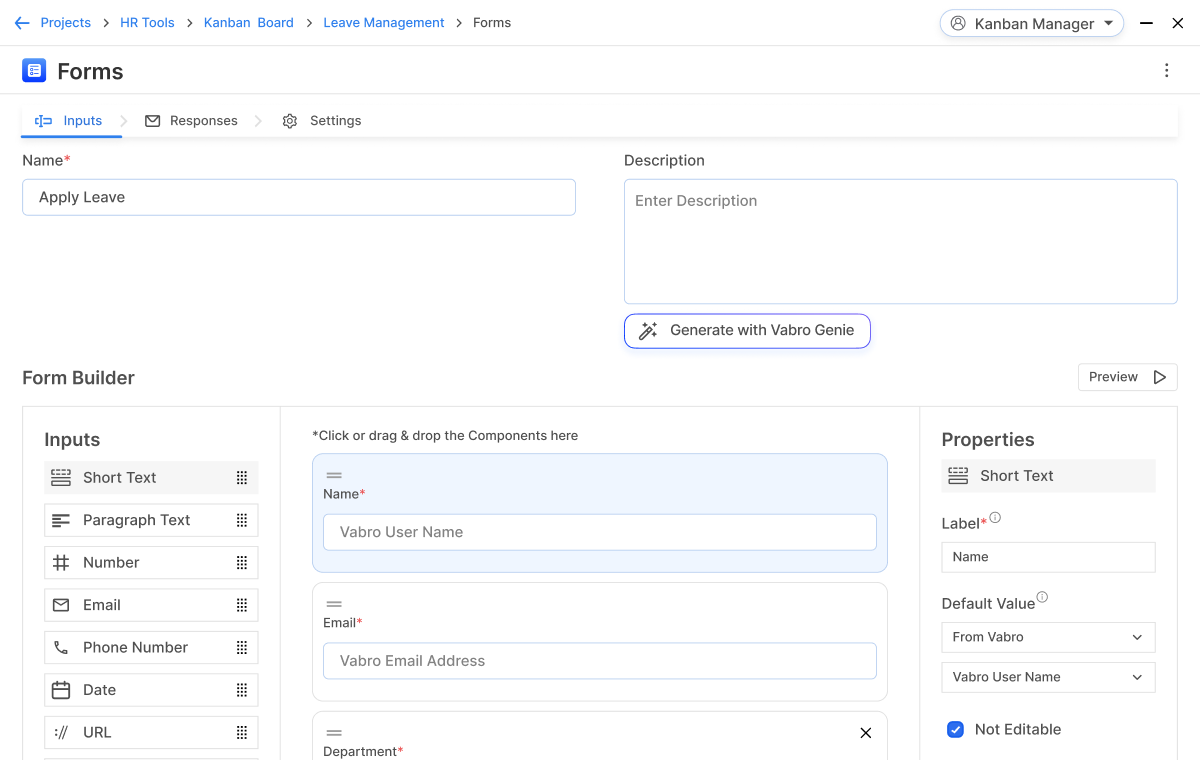 Customizable Form